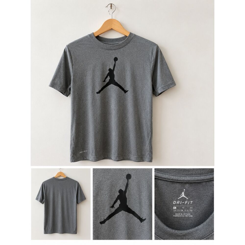 Jordan Dri-FIT T-Shirt Boys XL Gray Jumpman Athletic Tee